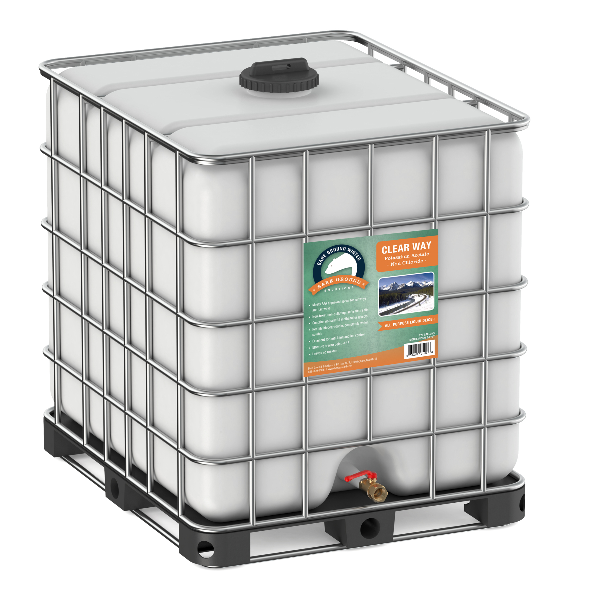 Bare Ground, 275 gallon tote Potassium Acetate, Gallons 275 Model# POACE-275T
